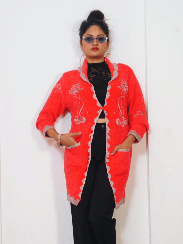 Women Cardigan - Red