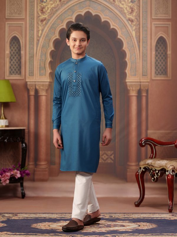 Boys Embroidery Panjabi -BLUE