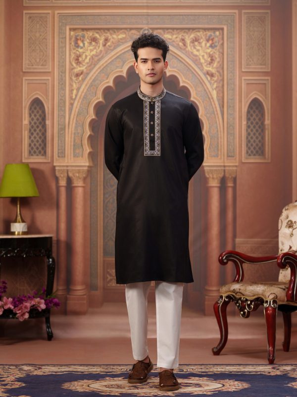 Embroidery Panjabi-BLACK