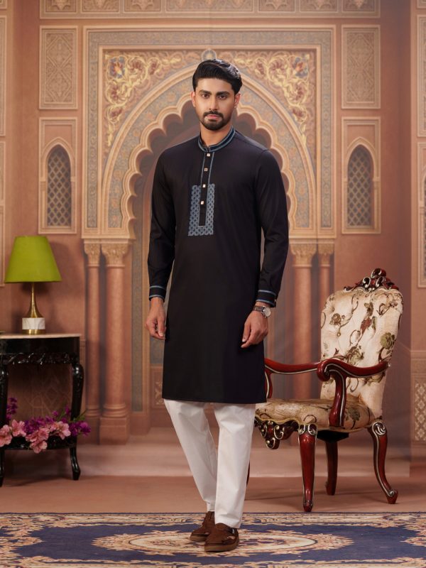 Embroidery Panjabi-BLACK