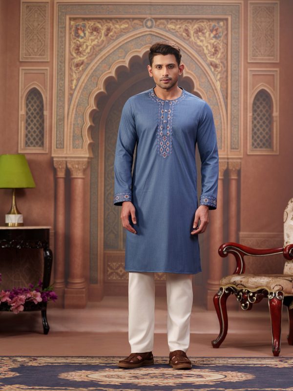 Embroidery Panjabi -BLUE