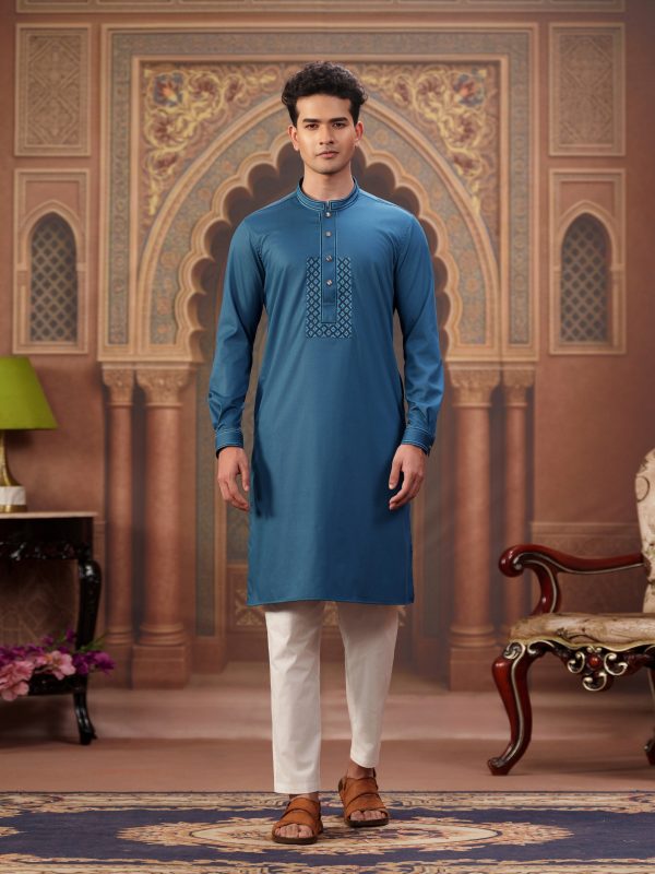 Embroidery Panjabi-BLUE