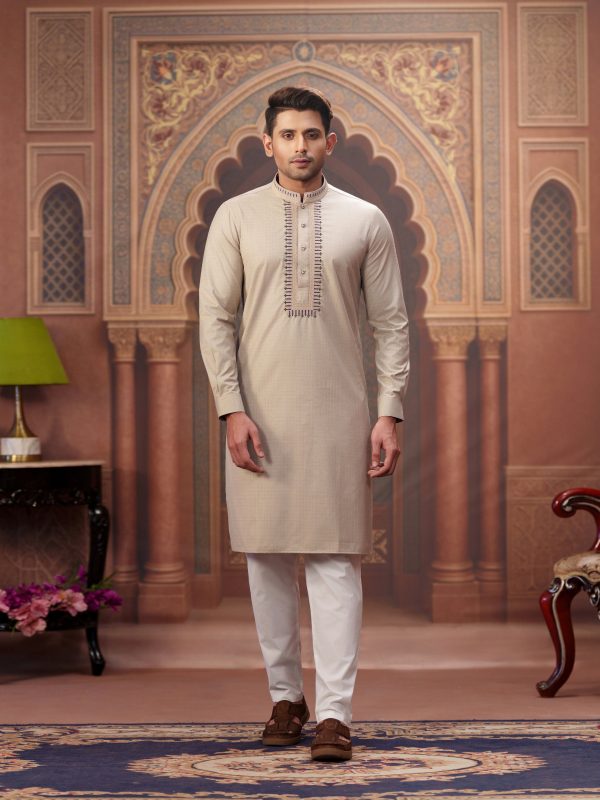 Embroidery Panjabi-BROWN