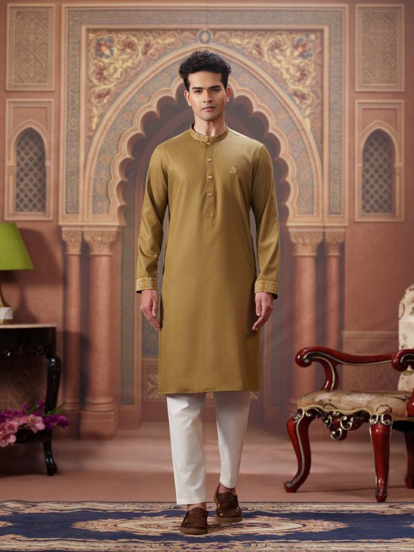 Embroidery Panjabi-OLIVE
