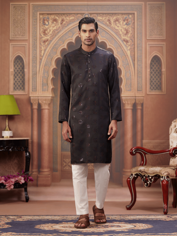 Slim Fit Panjabi-BLACK