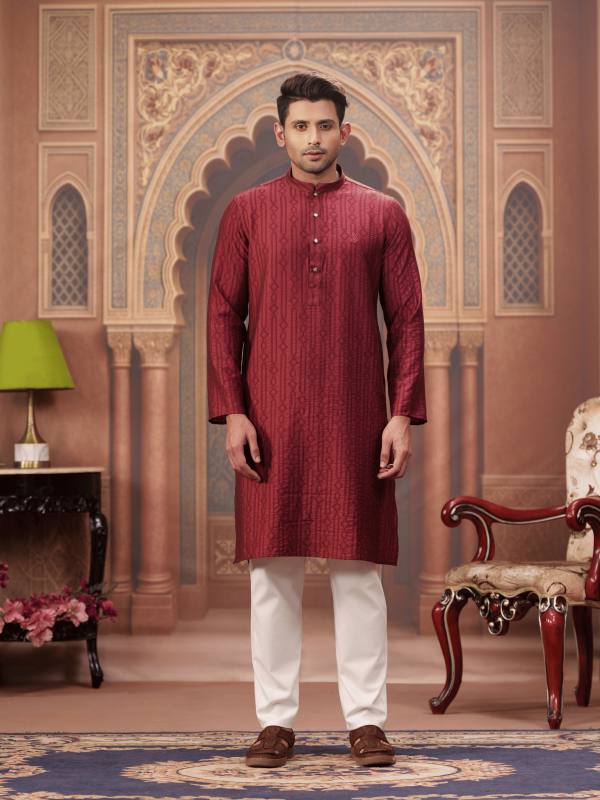 Slim-Fit-Panjabi-MAROON